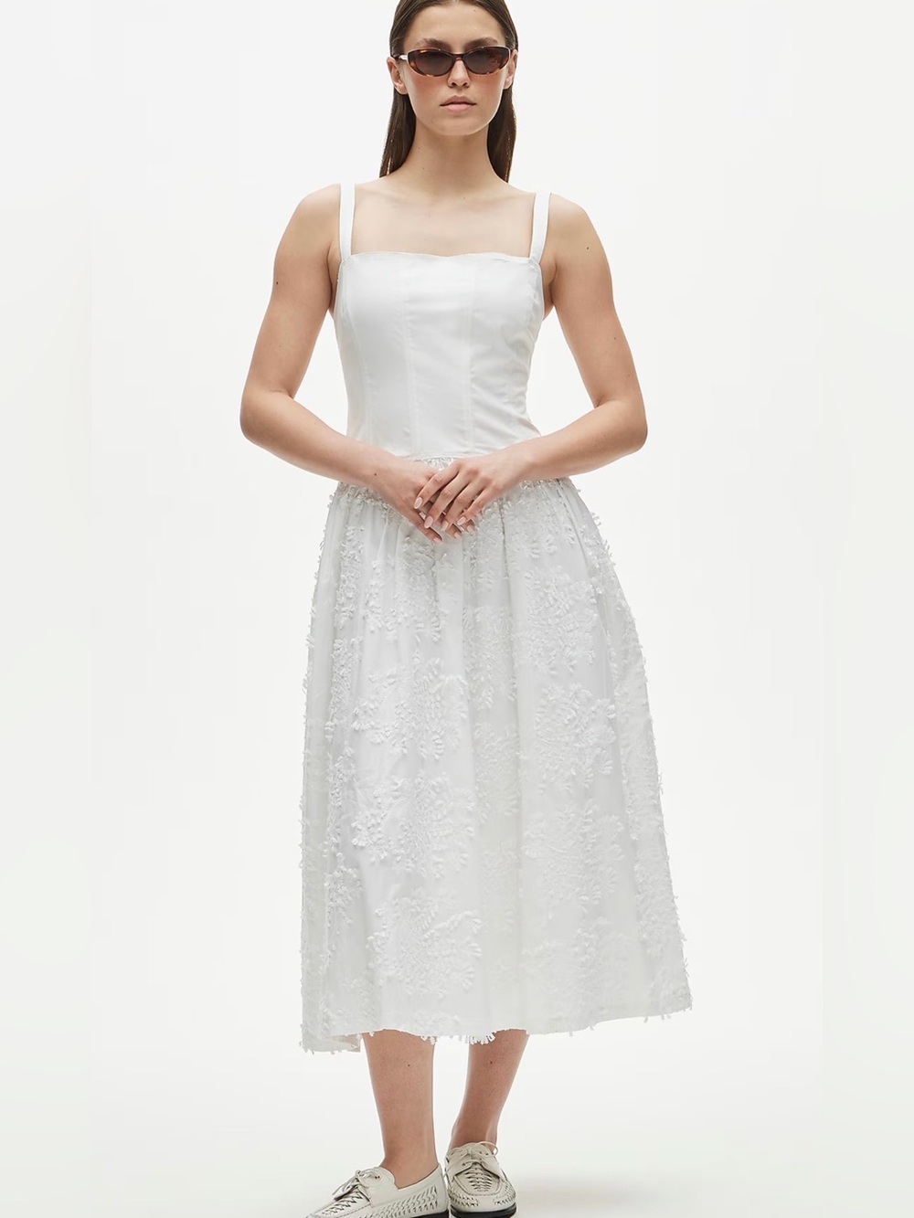 J CREW SIZE 6 Collection drop-waist dress with embroidered poplin skirt CW083